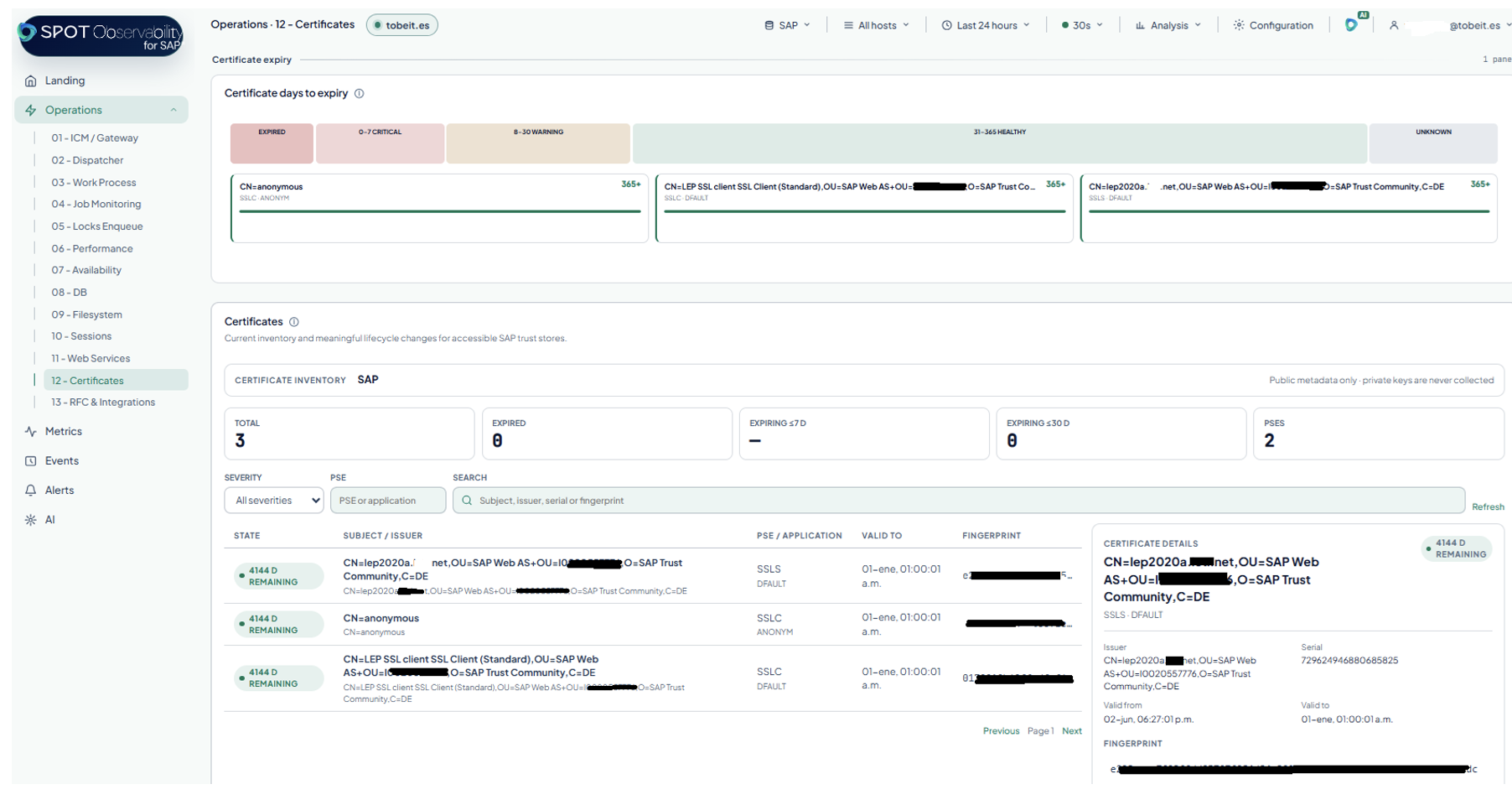 Cómo Evitar Caídas en SAP por Certificados Caducados: Monitorización Proactiva con SPOT Observability 2.0